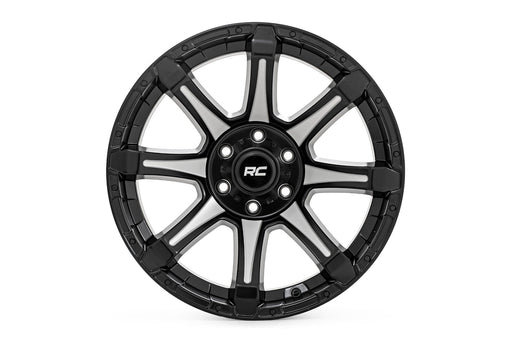 Rough Country 81 Series Wheel | One-Piece | Semi Gloss Black w/machined spokes | 20x9 | 8x180 | 0mm