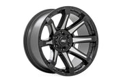 Rough Country 81 Series Wheel | One-Piece | Semi Gloss Black w/machined spokes | 20x9 | 5x5.5 | 0mm