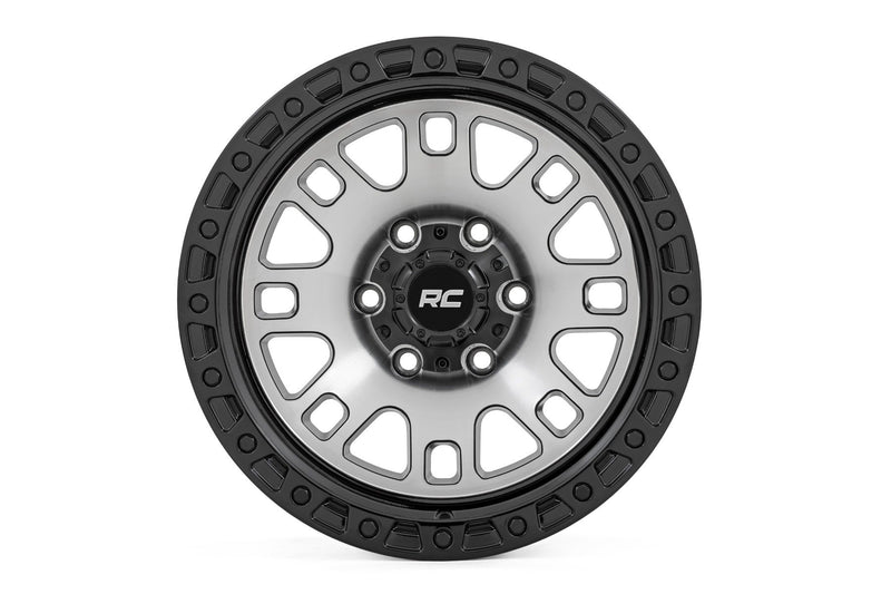 Rough Country 82 Series Wheel | One-Piece | Machined Semi Gloss Black | 17x9 | 6x5.5 | -12mm