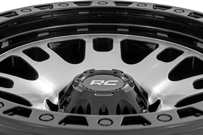 Rough Country 82 Series Wheel | One-Piece | Machined Semi Gloss Black | 18x9 | 6x5.5 | -12mm