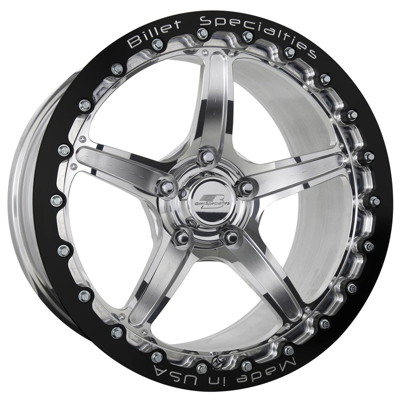 Billet Specialties Street Lite Monoblock Drag Pack Polished Single Beadlock Wheels 17x10, 5 x 120mm Bolt Circle, 6.950 in. BS