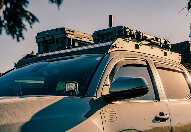Cali Raised 05-23 Toyota Tacoma Premium Roof Rack - Blue - Tall/Light Kit- Combo Beam