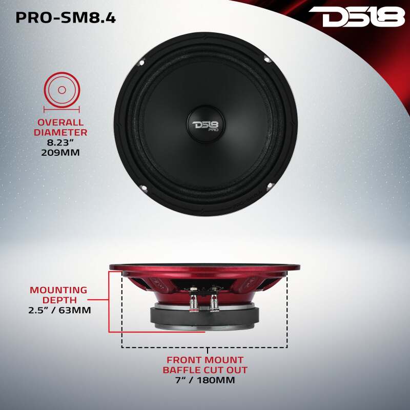 DS18 8 250 Watts RMS 4ohm Mid-Range Shallow