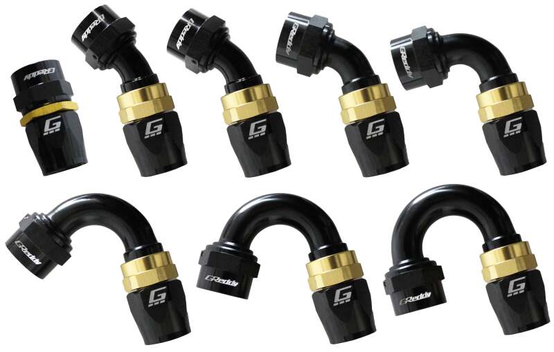 GReddy AN16 180 DEGREE HOSE END SWIVEL BLACK/GOLD ANODIZED
