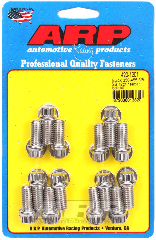ARP Buick 350-455 3/8in SS 12pt header bolt kit