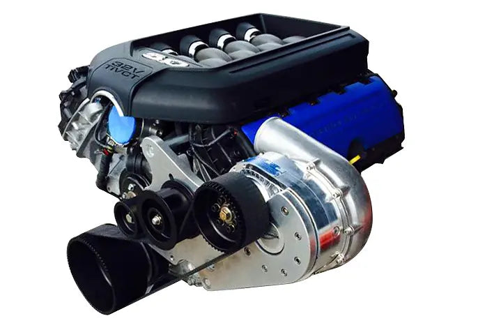 ProCharger Coyote cog-race swap installation reference; selected head unit, finish and intercooler may differ