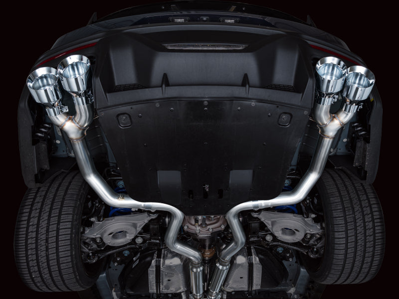 AWE 2024 Ford Mustang Dark Horse S650 RWD Track Edition Cat-Back Exhaust w/ Quad Chrome Silver Tips