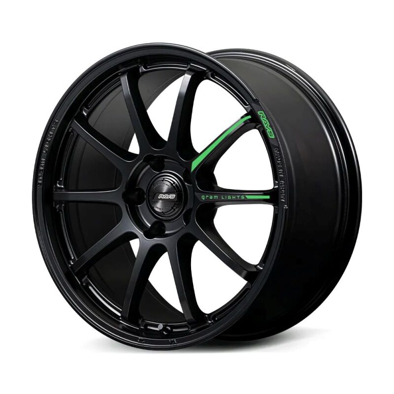 Gram Lights 57NR LIMITED II 18x9.5 +22 5-114.3 Semigloss Black Wheel w/ Black Cap/Stickers/Air Valve