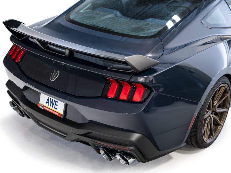 AWE 2024 Ford Mustang Dark Horse S650 RWD Track Edition Cat-Back Exhaust w/ Quad Chrome Silver Tips