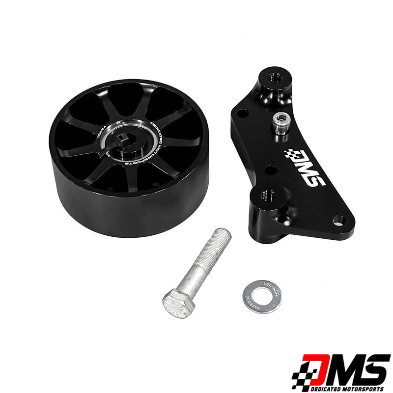 DMS 100mm idler and relocation bracket with half-inch bolt modification