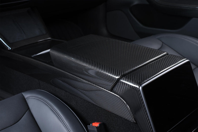 Dry Carbon Fiber Armrest Cover for Tesla Model 3 Highland (Gloss)