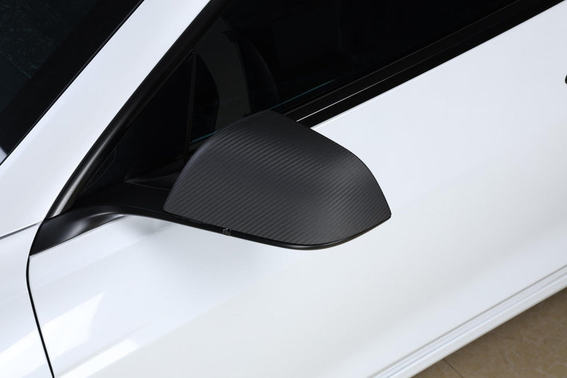 Dry Carbon Fiber Side Mirror Covers for Tesla Model 3 Highland (Matte)