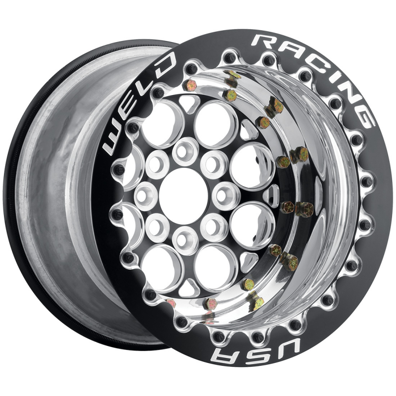 Weld Magnum Import 13x9/4x100/5 BS/2.25 HB - Polished Center - Polished Shell - Black SBL Wheel