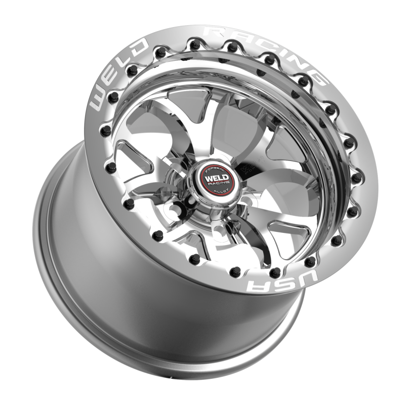 Weld S76 Beadlock 15x8/5x120.65/4.5 BS/3.18 HB-Polished Center-Polished Shell-Black SBL MT Wheel