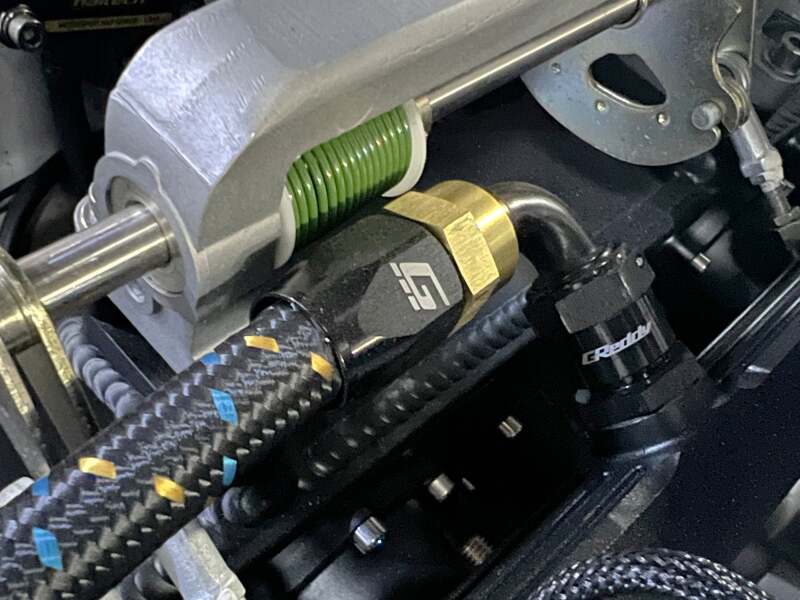 GReddy AN08 180 DEGREE HOSE END SWIVEL BLACK/GOLD ANODIZED
