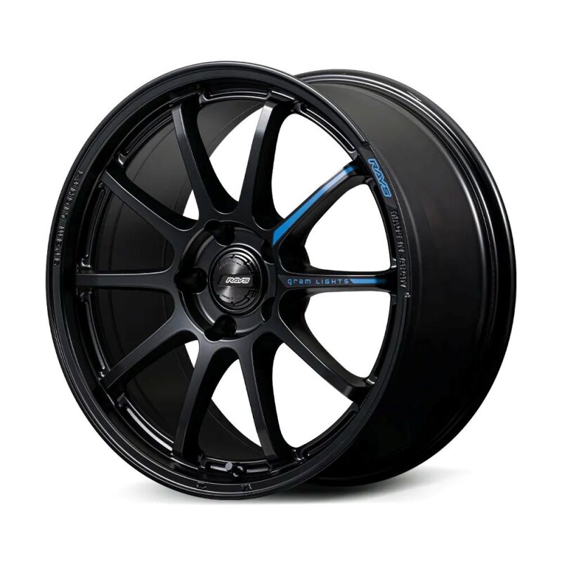 Gram Lights 57NR LIMITED II 18x9.5 +22 5-114.3 Semigloss Black Wheel w/ Black Cap/Stickers/Air Valve