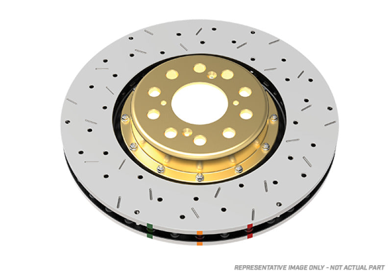 DBA 2004 STi 10 Stud Hole Front Drilled & Slotted 5000 Series 2 Piece Rotor Assembled w/ Black Hat