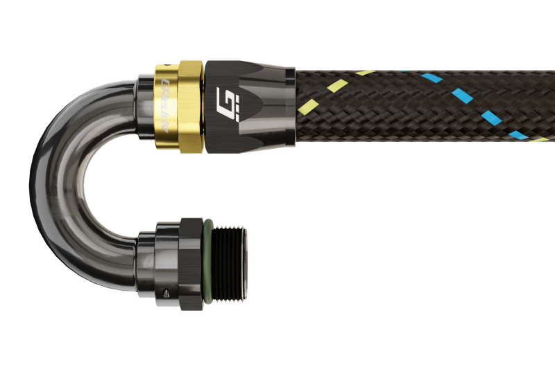 GReddy AN06 180 DEGREE ORB MALE BLACK/GOLD ANODIZED