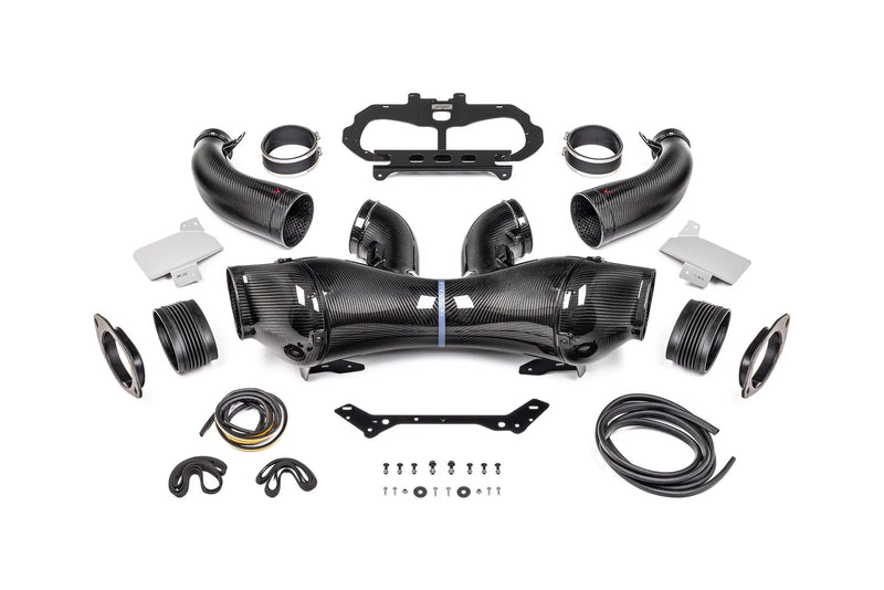 Eventuri C8 ZR1 carbon intake installed under clear trunk panel