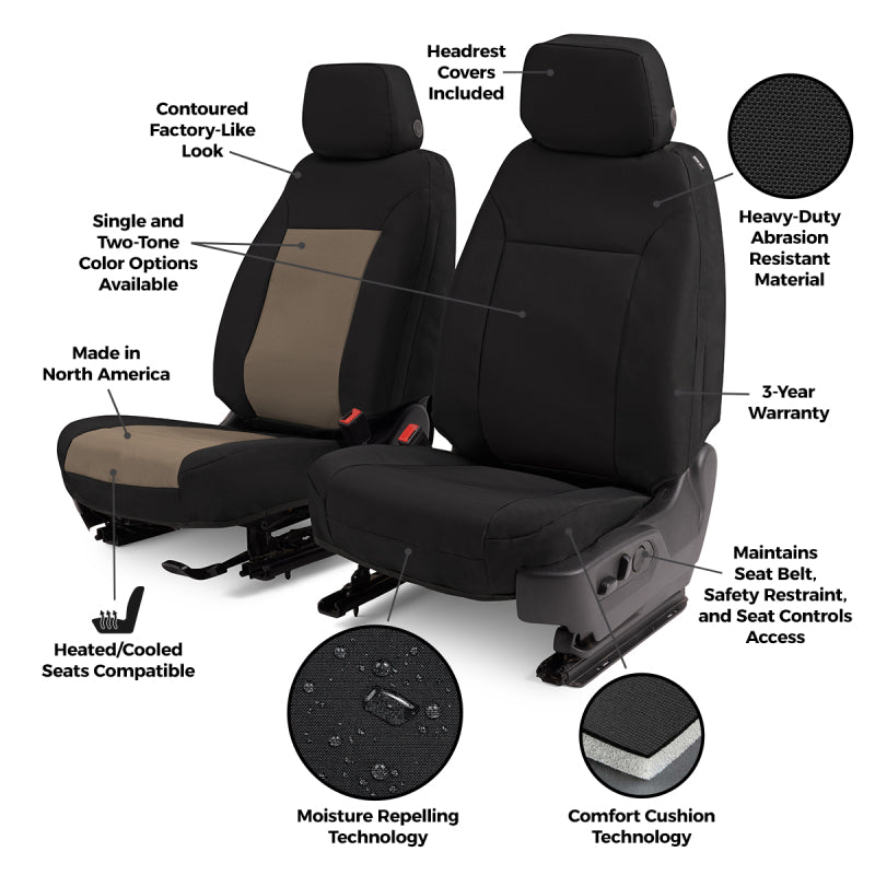 Covercraft 23-24 Chevy Colorado/GMC Endura PrecisionFitFront Row Seat Covers - Charcoal/Silver