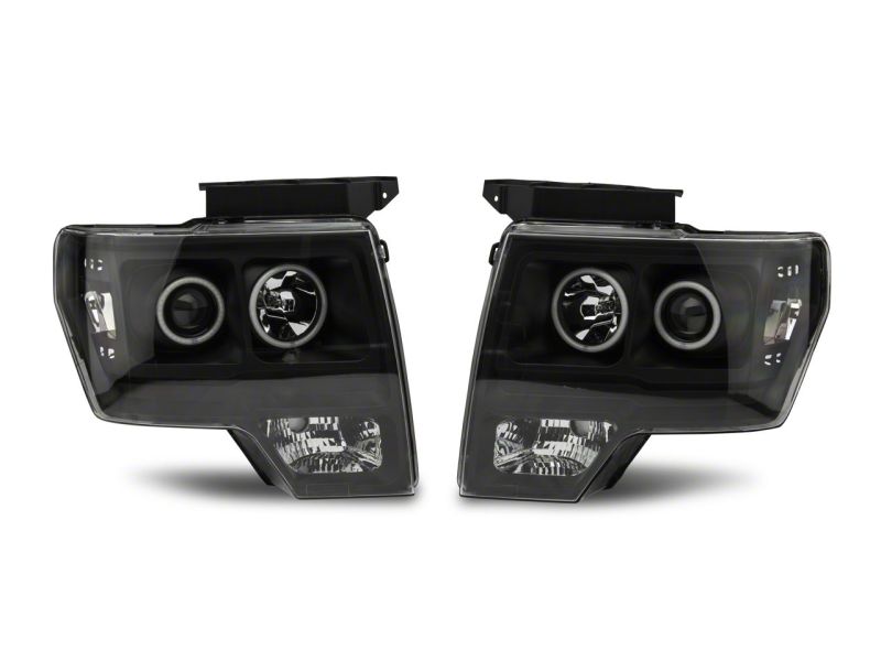 Raxiom 09-14 Ford F-150 Super White LED Halo Projector Headlights- Black Housing (Clear Lens)