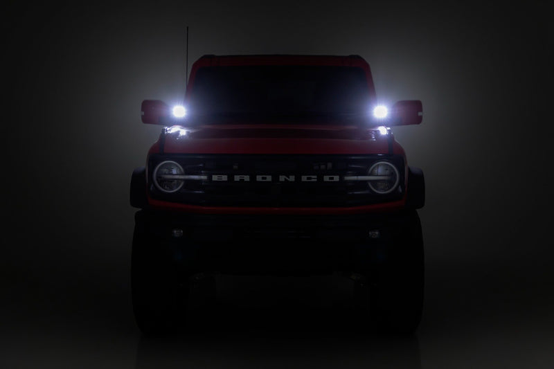 LED Light Kit | Ditch Mount | 3.5" Black Round Pair | Amber DRL | Ford Bronco (21-26)