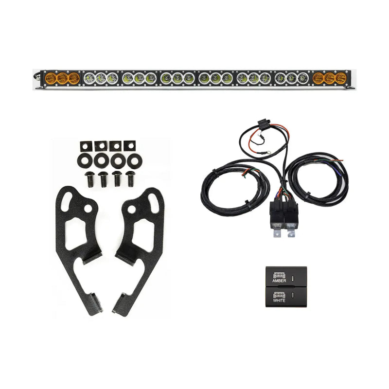 Cali Raised Sherpa Roof Rack Dual Funct. Light Bar & Mount Brckt Kit w/ Wire Harness & Square Switch