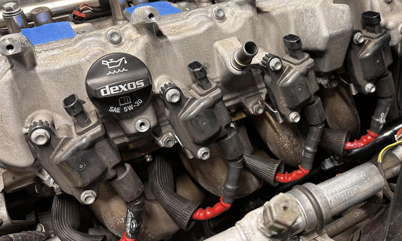 KATANA coil relocation brackets installed with stock valve covers