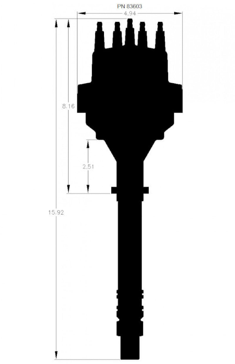 Black Chevy V8 w/Internal Module Distributor