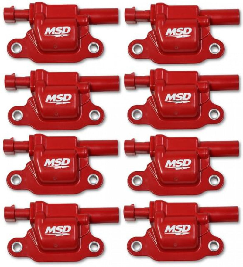 MSD Ignition Coil - GM Gen V Blaster Series - Gen V Direct Injected Engine - Red - 8-Pack - Square