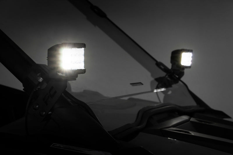 LED Light Kit | "A" Pillar Mount | 2" Black Pair | White DRL | Polaris RZR PRO XP 