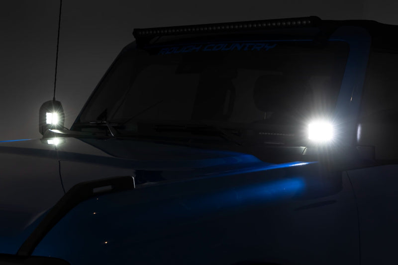 LED Light Kit | Ditch Mount |  2" Chrome Pair | Wide | Ford Bronco 4WD (21-26)