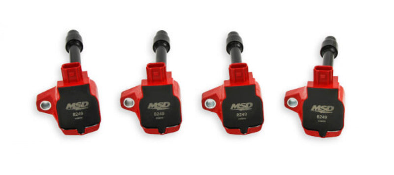 MSD Ignition Coil - Blaster Series - Honda 1.5L/2.0L/2.0L Turbo 4-cylinder - Red - 4-Pack