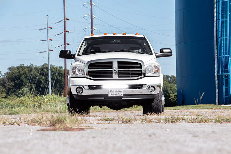LED Light Kit | Bumper Mount | 20" Black Single Row | White DRL | Ram 2500 (03-18)/3500 (03-18) 