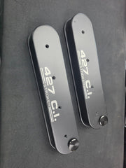 Pair of black machined-logo 427 C.I. Stroker GM LS valve covers