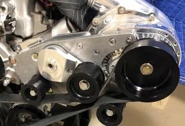ProCharger LS power steering bracket installed 3LSPS-001