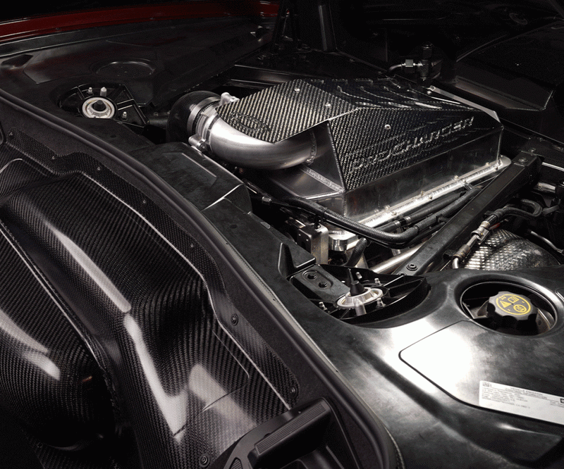 ProCharger C8 Corvette supercharger finish options in the engine bay