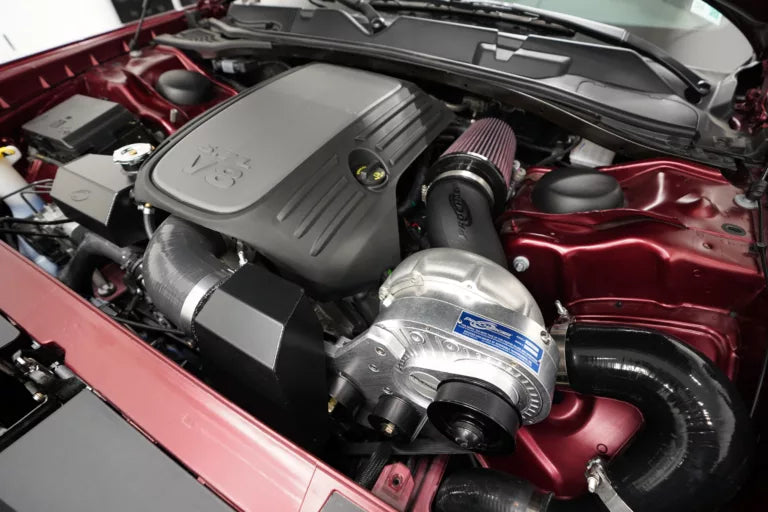 Dodge Challenger 5.7L ProCharger underhood installation