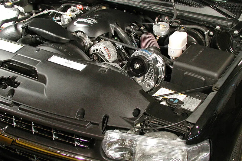 ProCharger manufacturer Classic GM truck installation reference; pictured drive layout and polished finish are not an exact depiction of the Stage II kit.