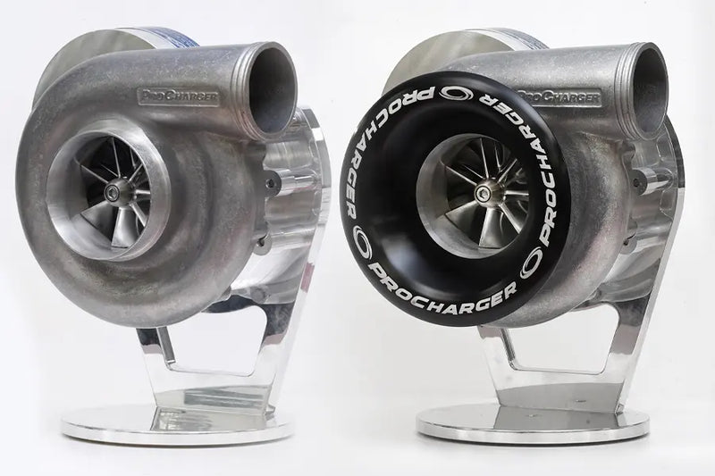 Manufacturer F-3D-106 head-unit reference, shown on display stands with and without an inlet bell. Not a complete kit photo; F-3R heads, finishes and selected mounting hardware differ.