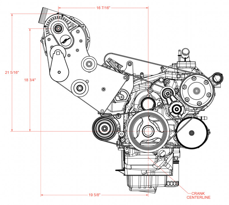 ProCharger LT passenger-side truck-style supercharger layout