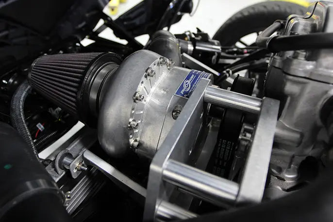 Manufacturer Polaris Slingshot ProCharger installation reference; selected finish and kit configuration may vary.
