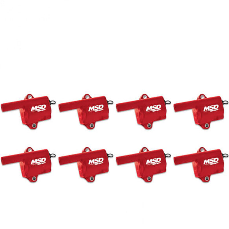 MSD Ignition Coil - Pro Power Series - GM LS Truck Style - Red - 8-Pack