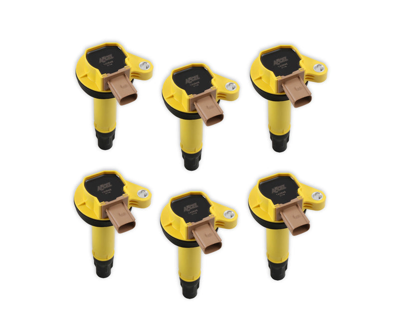 ACCEL Ignition Coil - SuperCoil - 2010-2016 Ford EcoBoost 3.5L V6 - Yellow - 6-Pack (3-Pin)