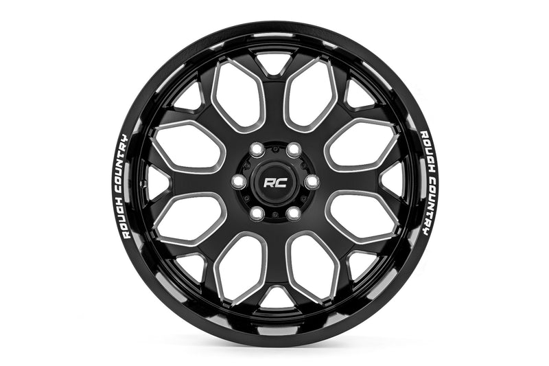 Rough Country 96 Series Wheel | One-Piece | Gloss Black | 20x10 | 8x180 | -19mm
