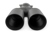 Exhaust Tip | Black | Red RC Logo | 2.5-3 Inch Pipe Single Inlet | Dual Outlet