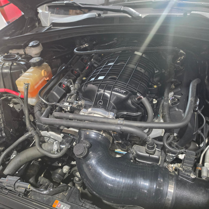 SMG Stage 3 LT2 intake manifold installed in a Camaro engine bay