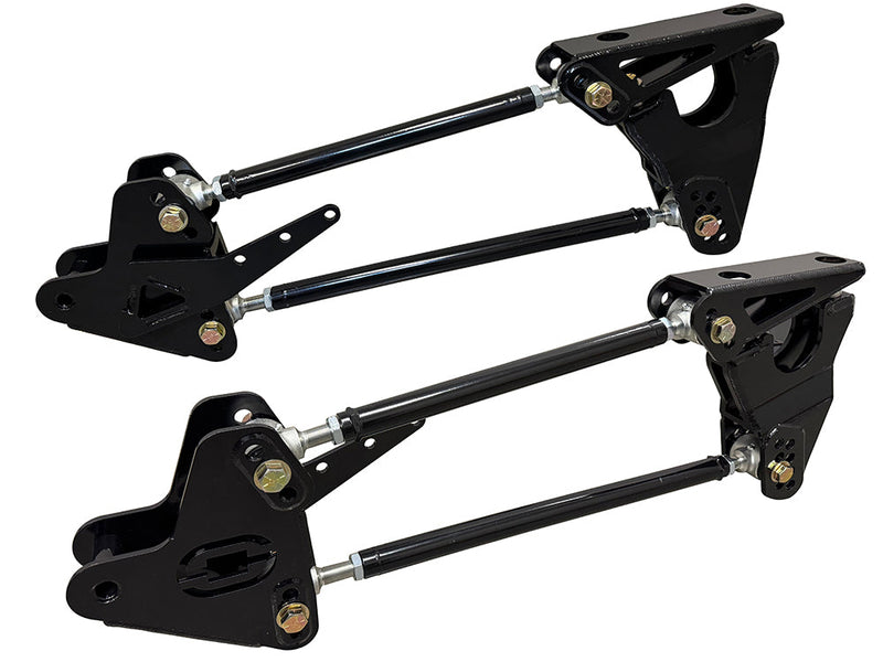 Black bolt-on 4-link core, manufacturer part 33-1074-BK; application-specific included brackets are not pictured.