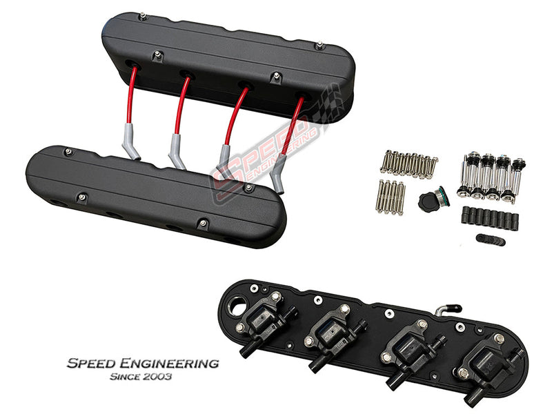 Speed Engineering 26-1061 two-piece plain LS valve covers black