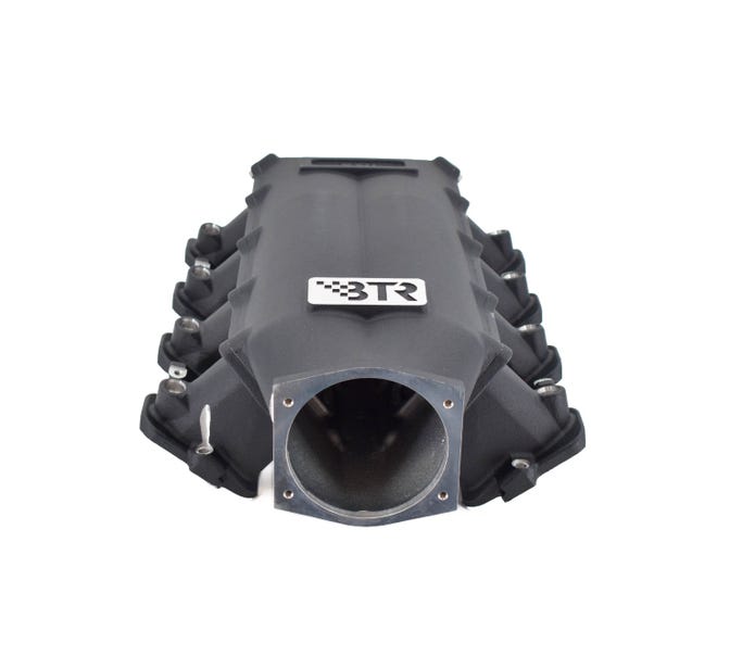 BTR LS Trinity intake reference photo; exact manifold and rail kit depend on selected package